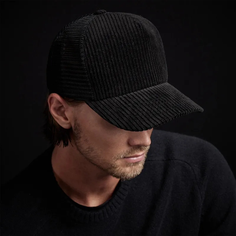 Corduroy Trucker Hat - Black sold by James Perse
