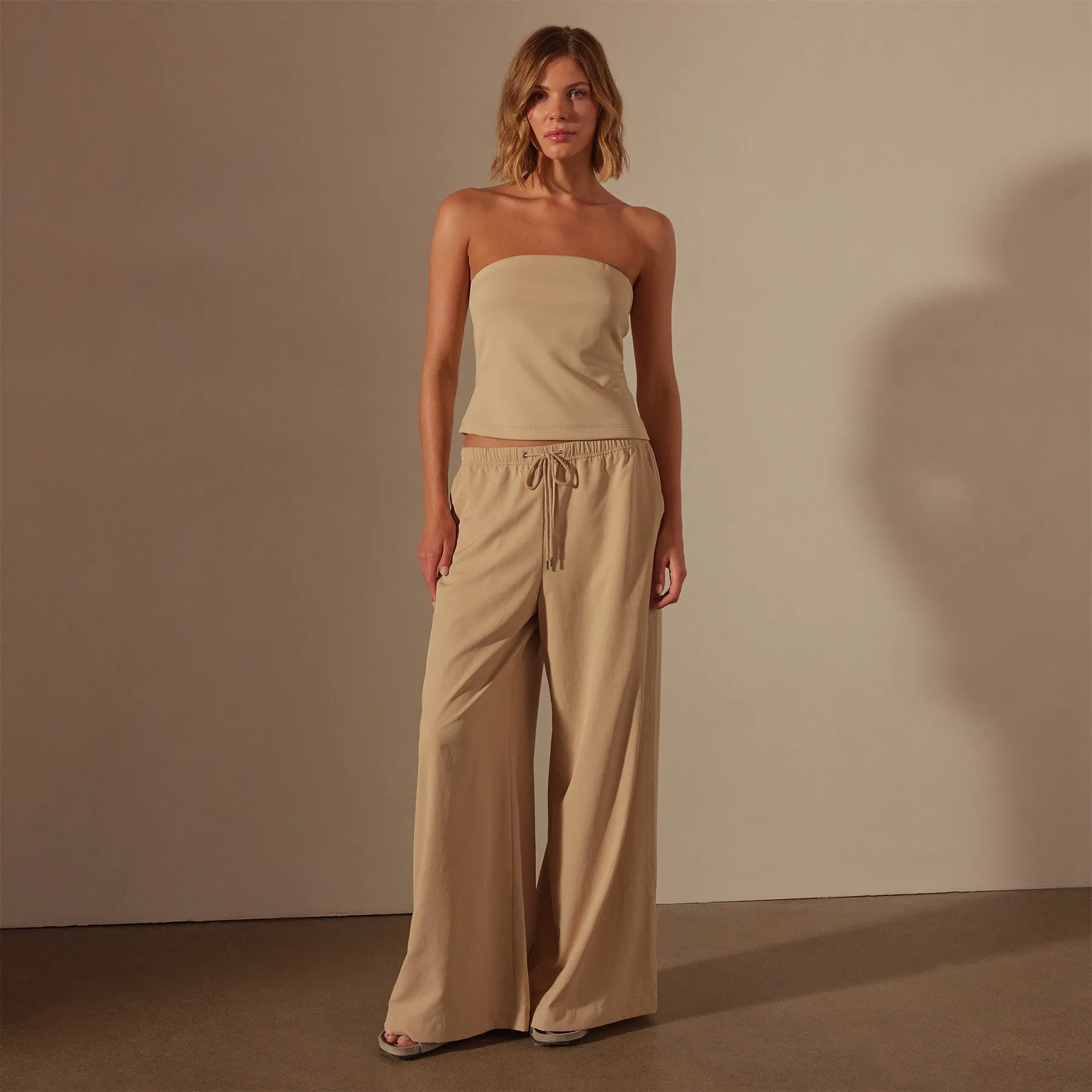 Lightweight Matte Satin Wide Leg Pant - Sand Dune sold by James Perse product image thumbnail 4