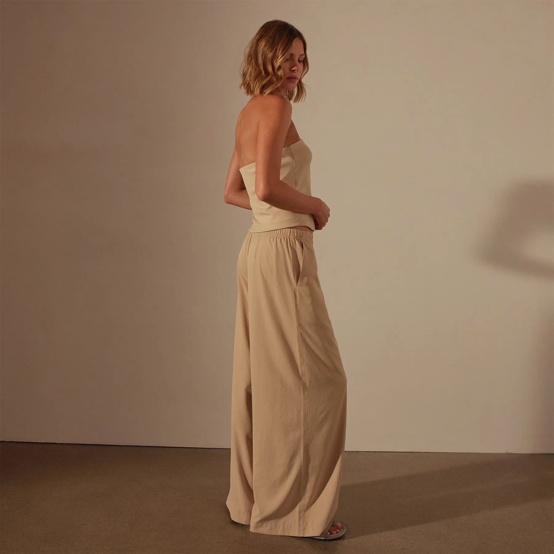 Lightweight Matte Satin Wide Leg Pant - Sand Dune sold by James Perse product image thumbnail 3
