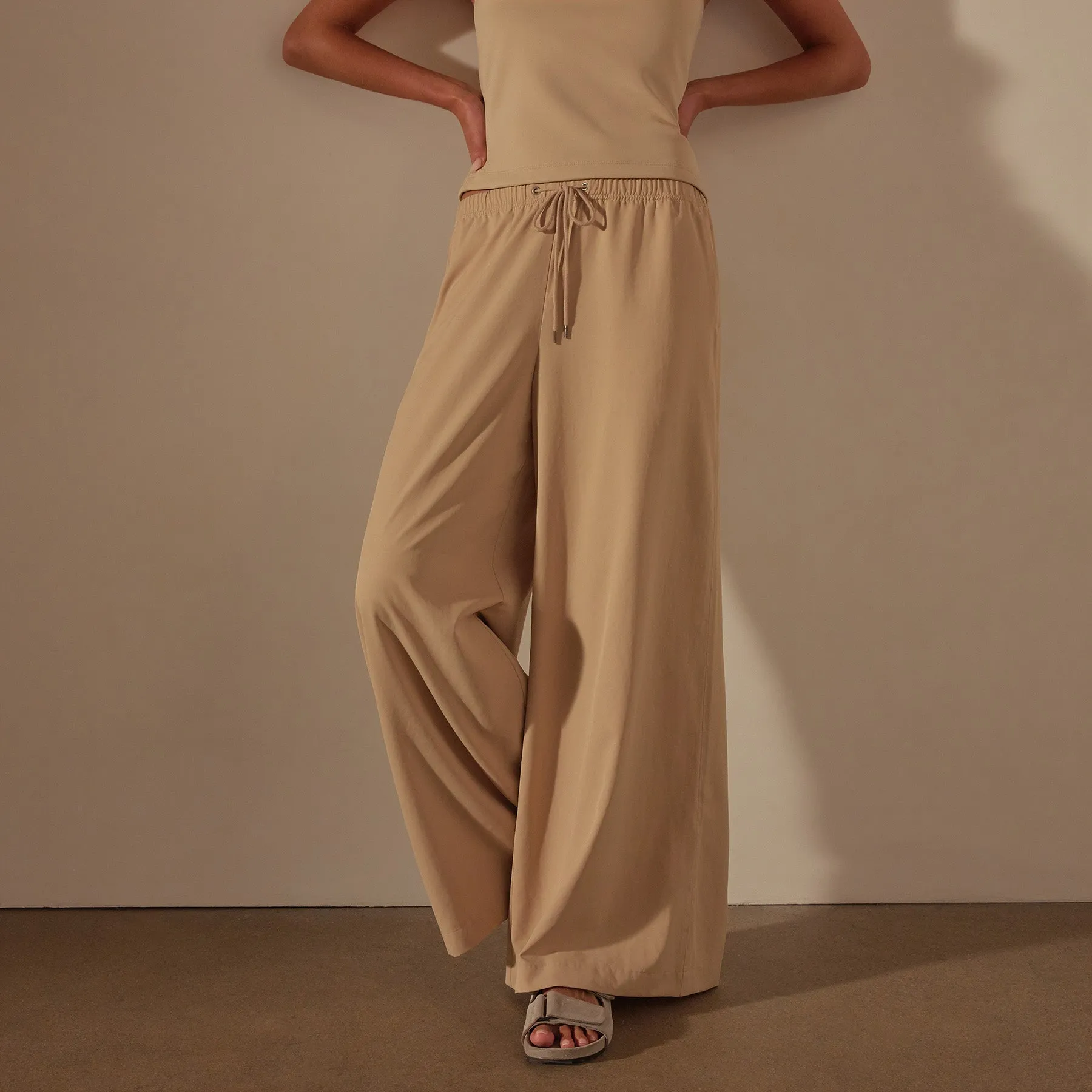 Lightweight Matte Satin Wide Leg Pant - Sand Dune sold by James Perse product image thumbnail 2