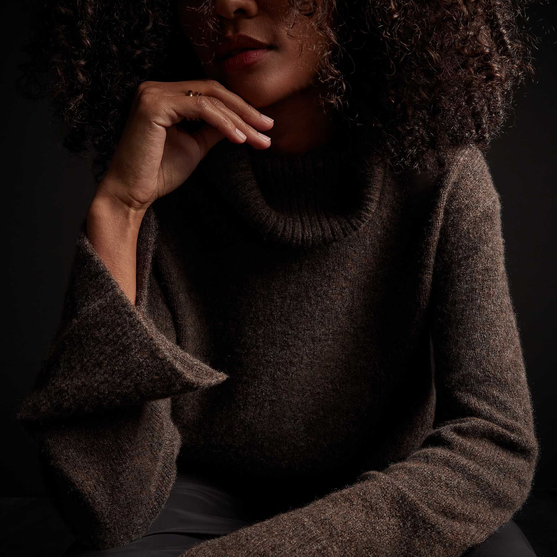 Lightweight Cashmere Turtleneck Sweater - Bark sold by James Perse product image thumbnail 2