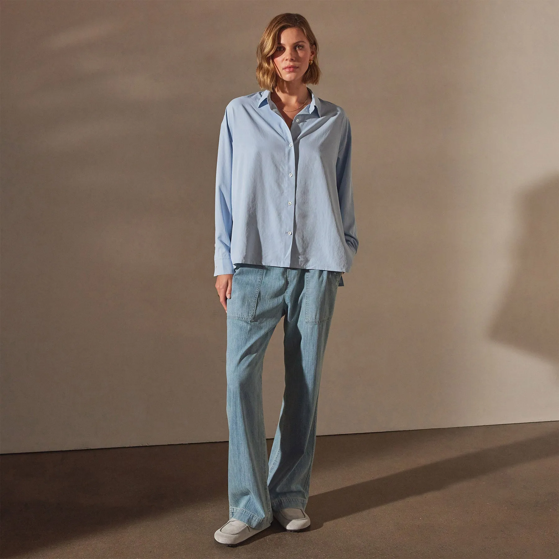 Lightweight Matte Satin Fluid Shirt - Open Sky sold by James Perse product image thumbnail 3