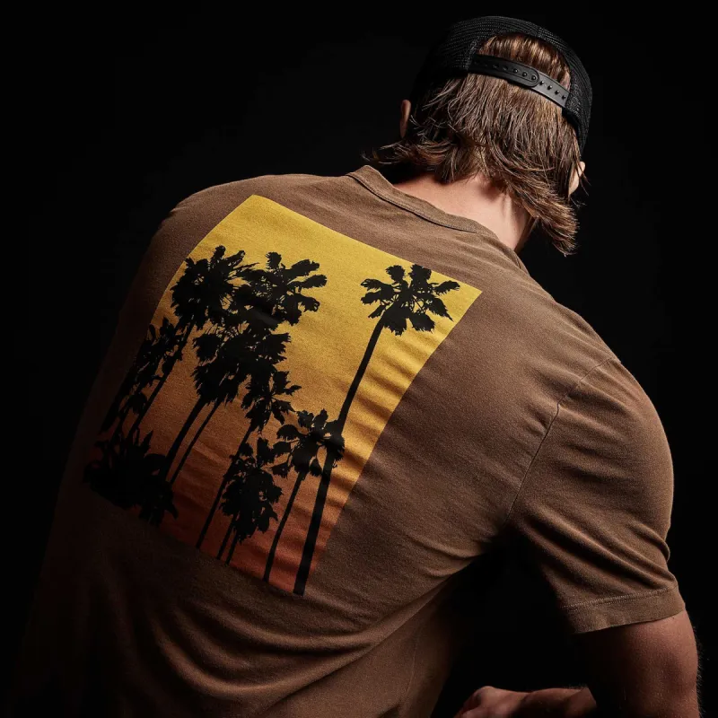 Short Sleeve Crew Palm Graphics - Gingerbread Pigment sold by James Perse