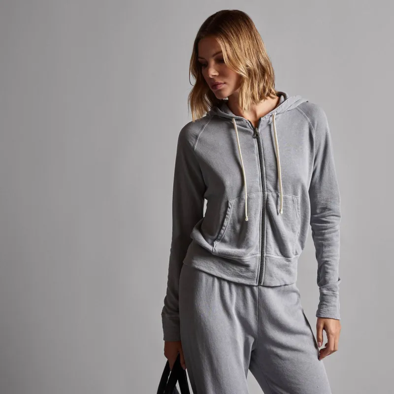 Vintage French Terry Zip Up Hoodie - Breeze Pigment sold by James Perse