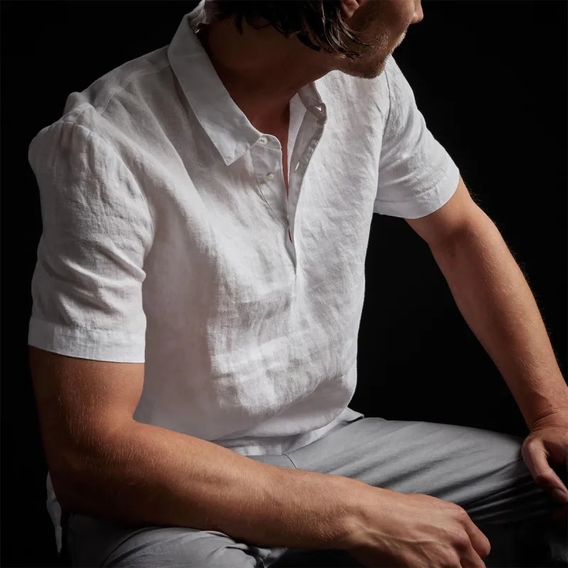 Linen Pullover Polo - White sold by James Perse