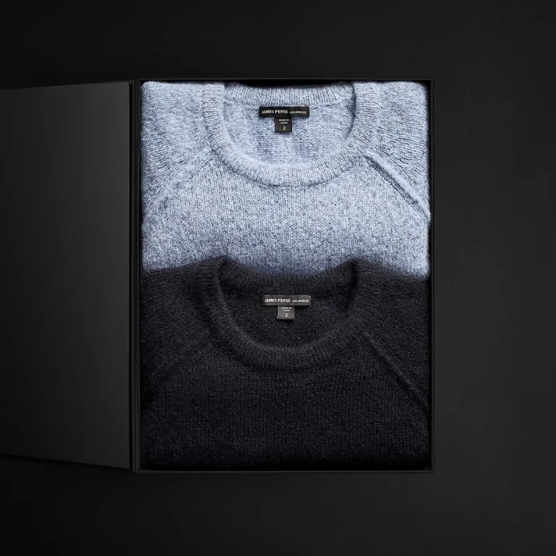 Men's Mid Gauge Cashmere Sweatshirt Gift Set - Atlantic/Black sold by James Perse