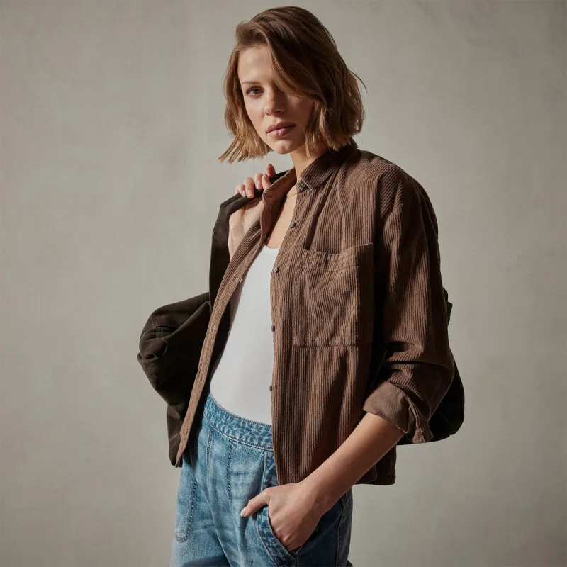 Corduroy Cropped Boxy Shirt - Fox Pigment sold by James Perse