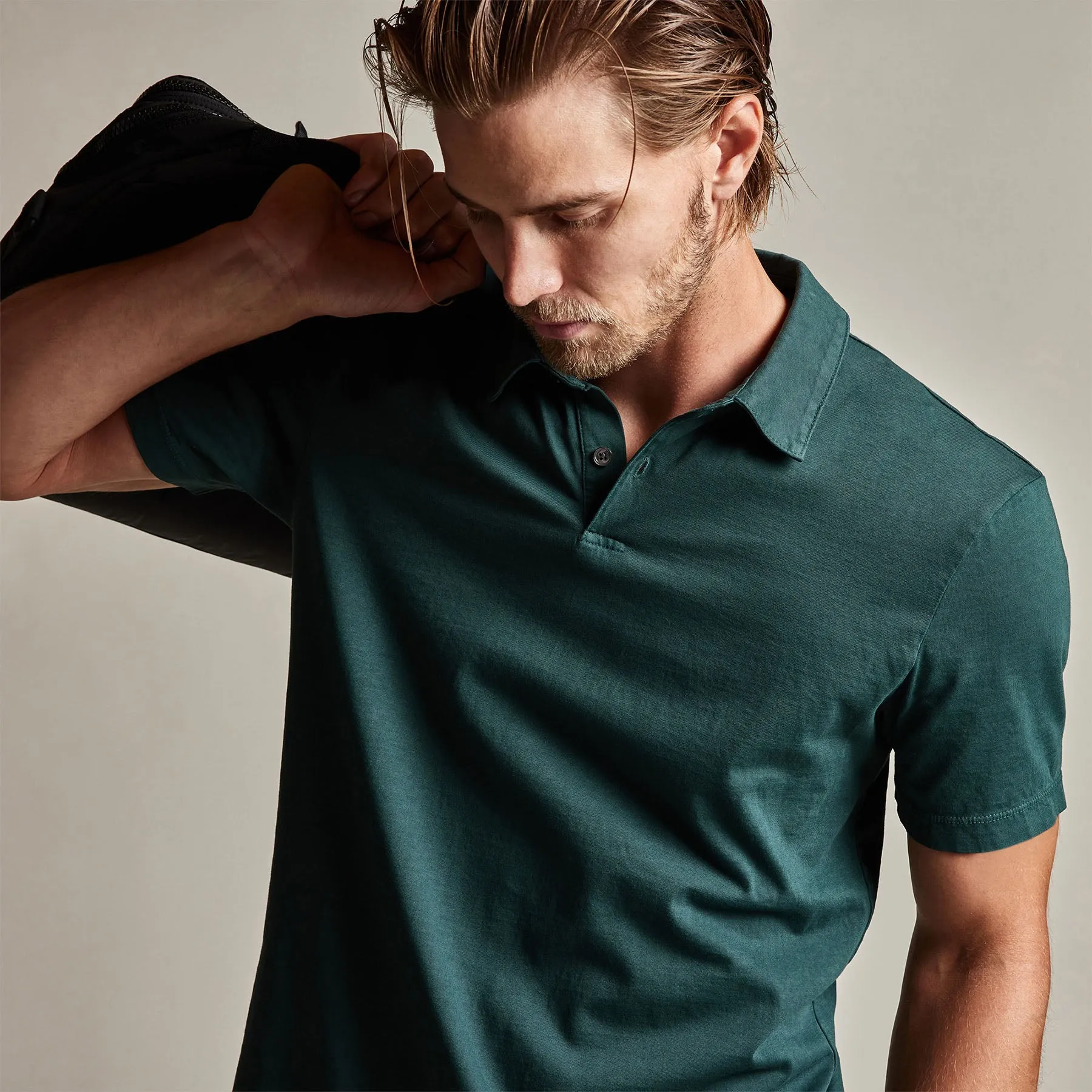 Sueded Jersey Polo - Canopy Pigment sold by James Perse product image thumbnail 2