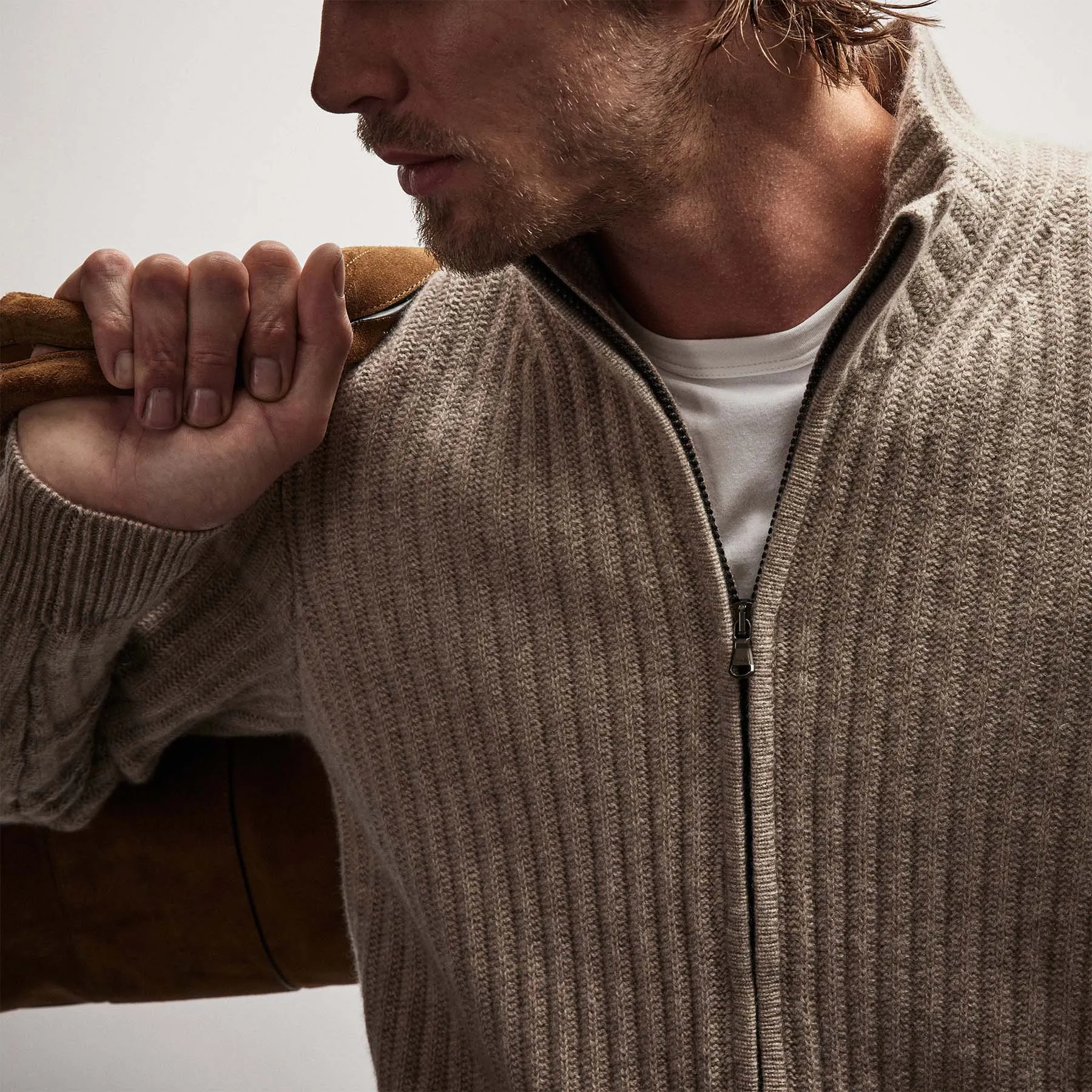 Recycled Cashmere Cardigan - Coyote sold by James Perse product image thumbnail 5