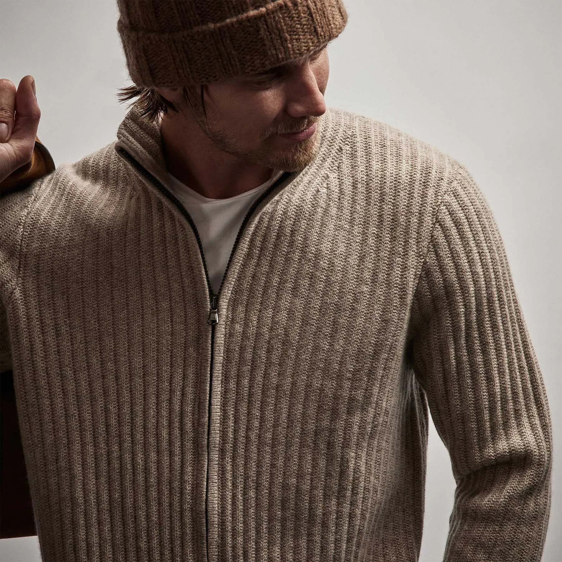 Recycled Cashmere Cardigan - Coyote sold by James Perse product image thumbnail 4