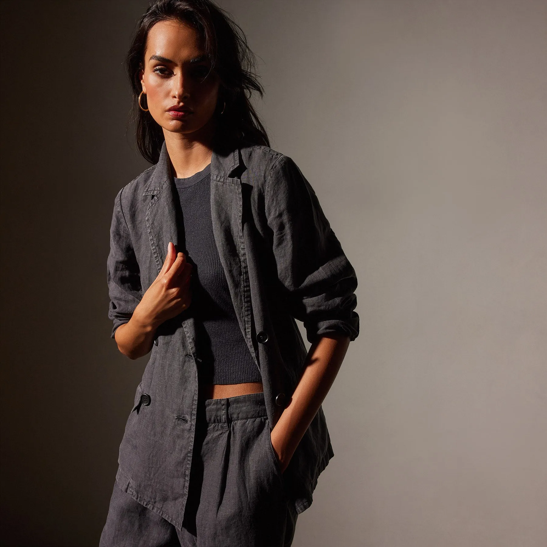 Double Breasted Linen Blazer - Magma Pigment sold by James Perse