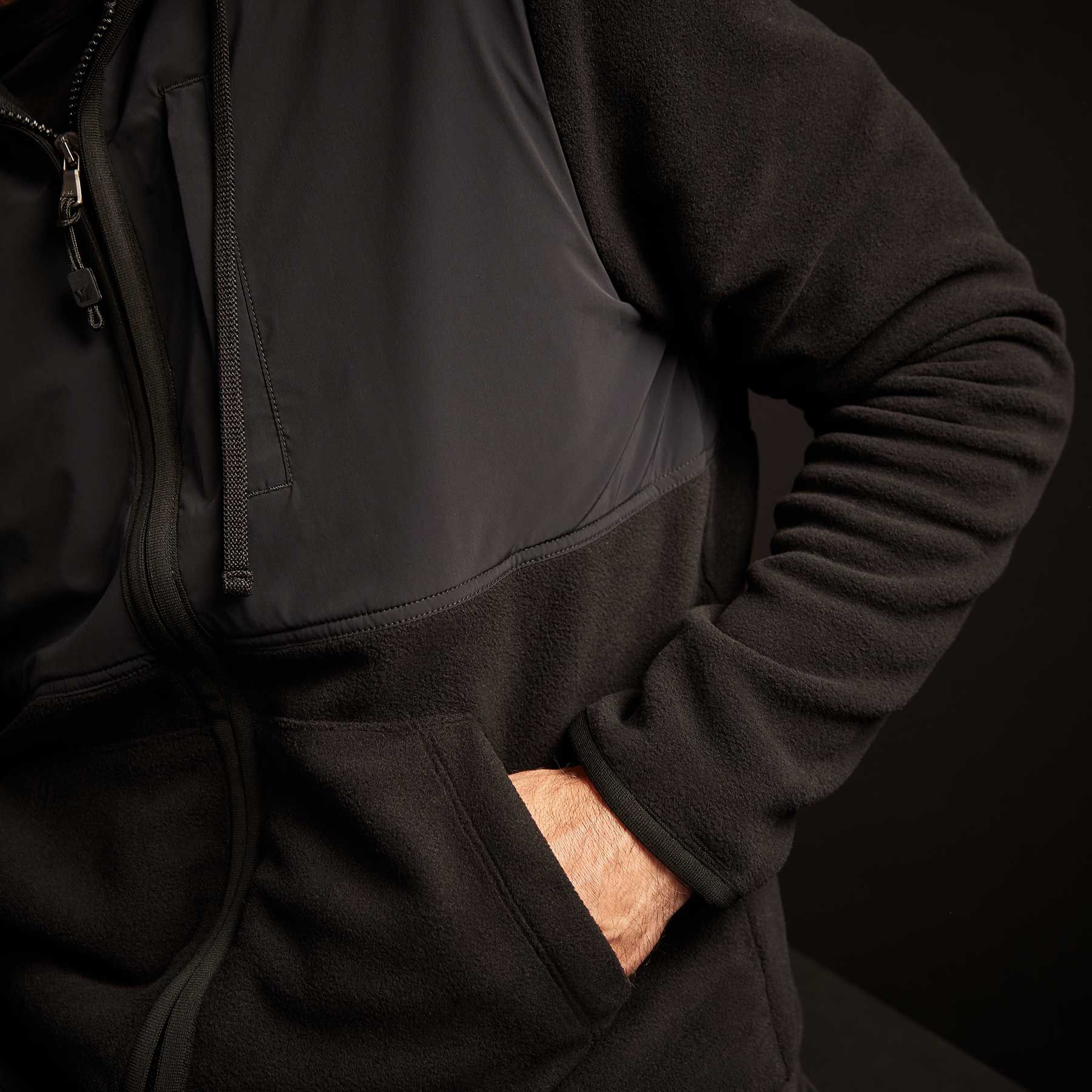 Technical Polar Fleece Zip Up Hoodie - Black sold by James Perse product image thumbnail 5
