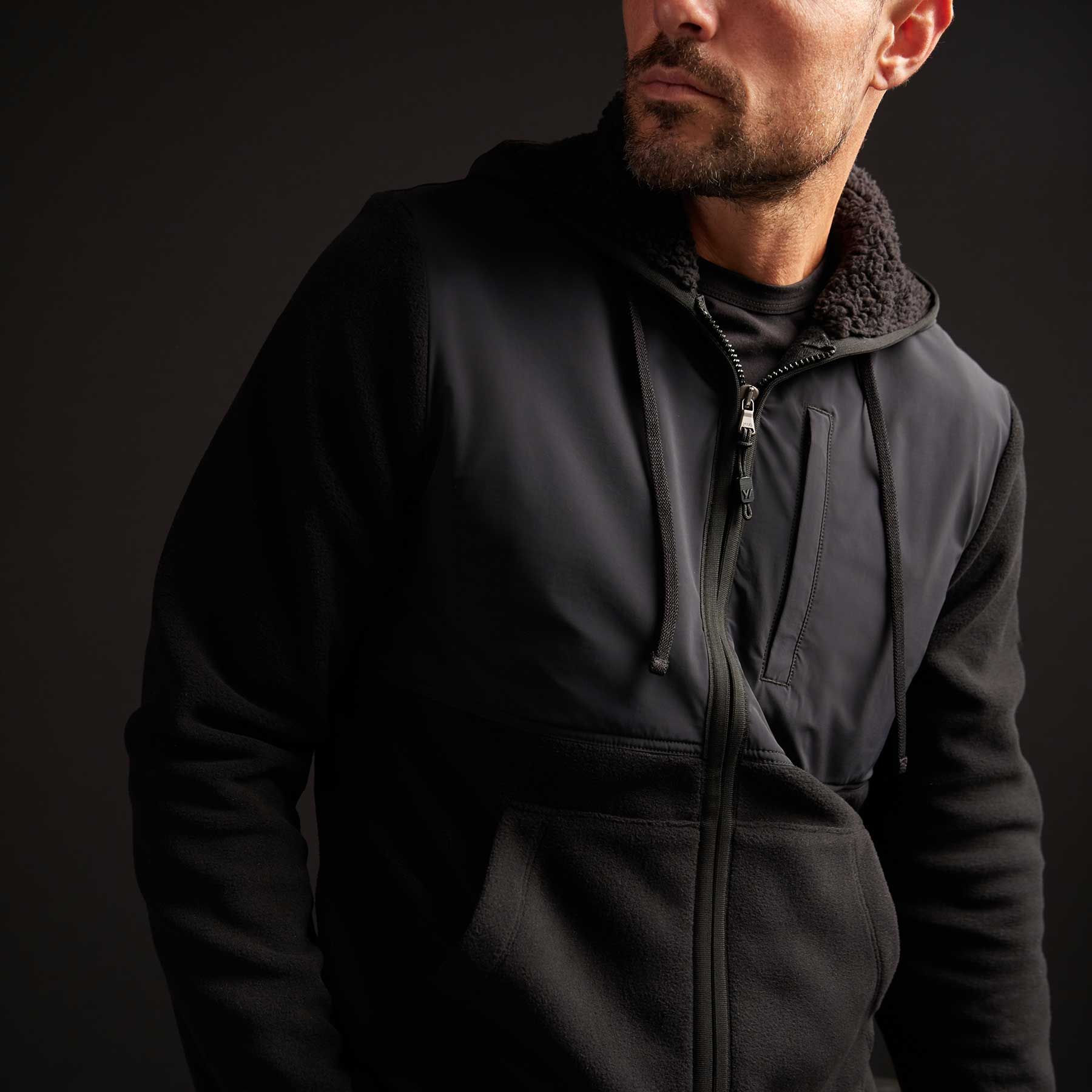Technical Polar Fleece Zip Up Hoodie - Black sold by James Perse product image thumbnail 3