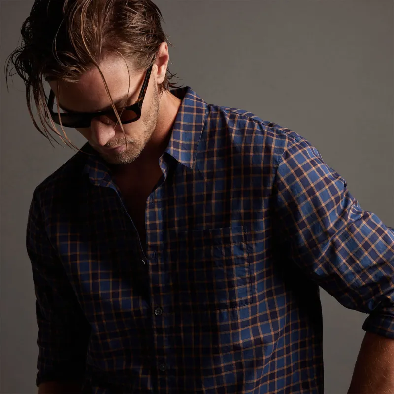 Cotton Plaid Shirt - Maine/Navy sold by James Perse