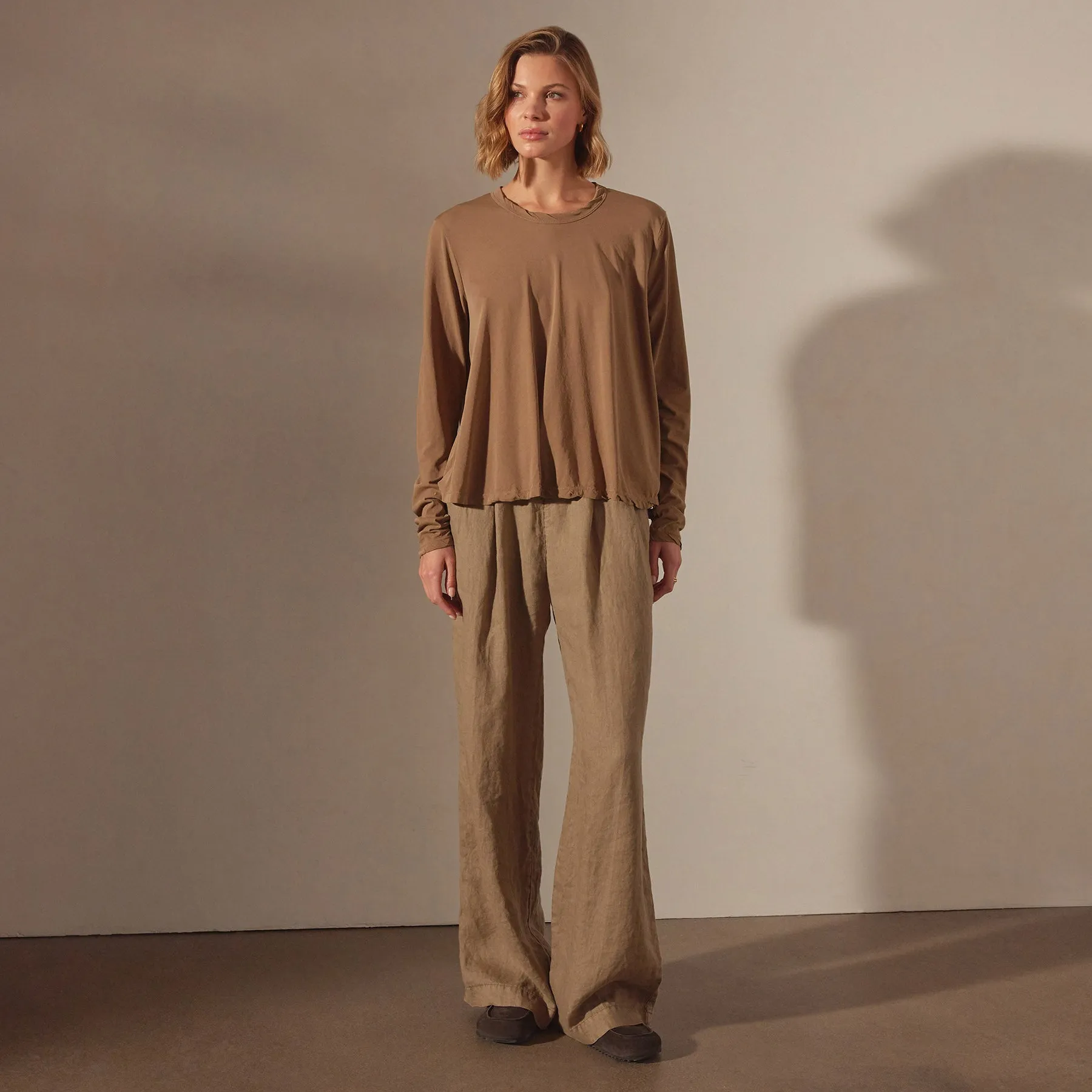 Fine Gauge A Line Long Sleeve Tee - Cashew sold by James Perse product image thumbnail 3