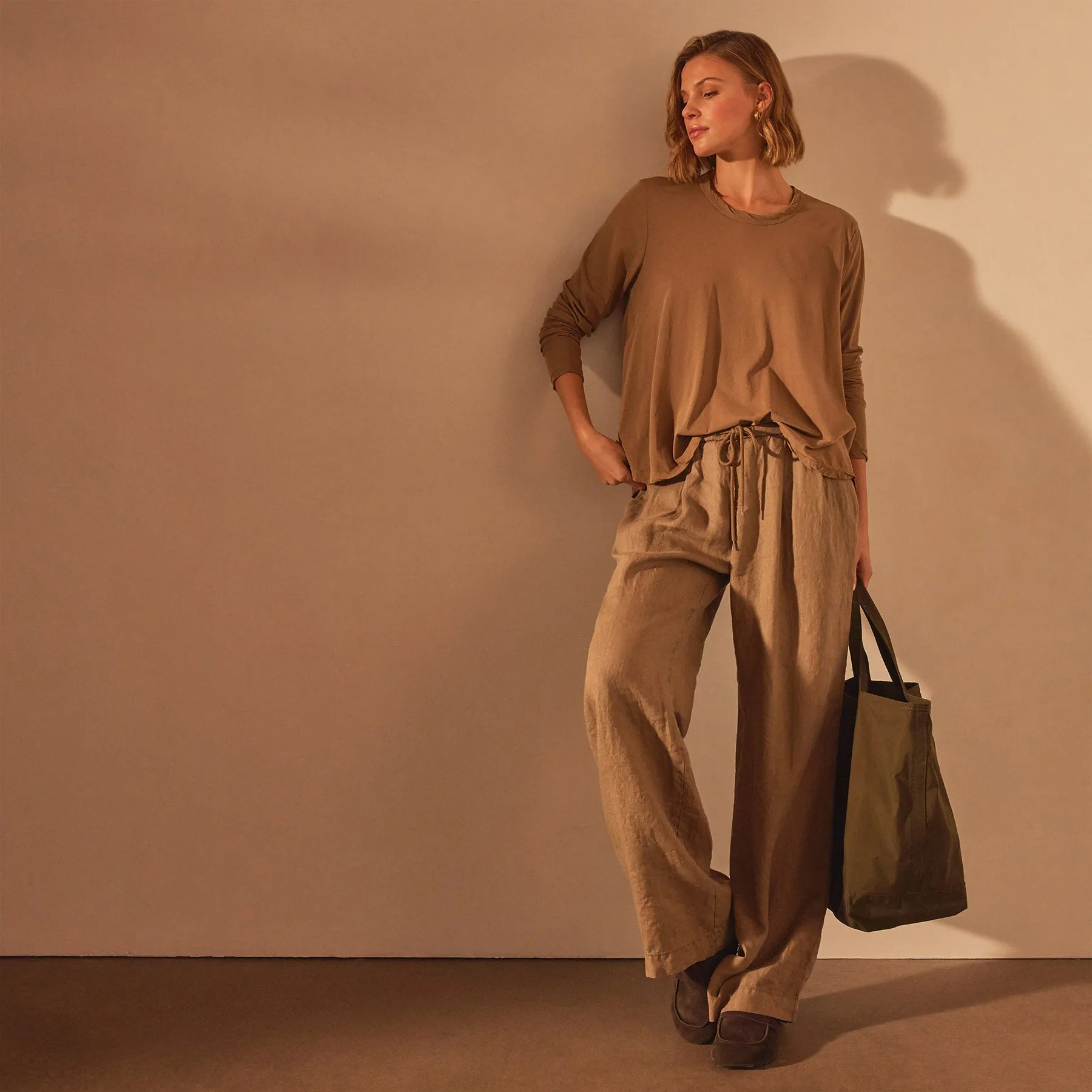Fine Gauge A Line Long Sleeve Tee - Cashew sold by James Perse product image thumbnail 2