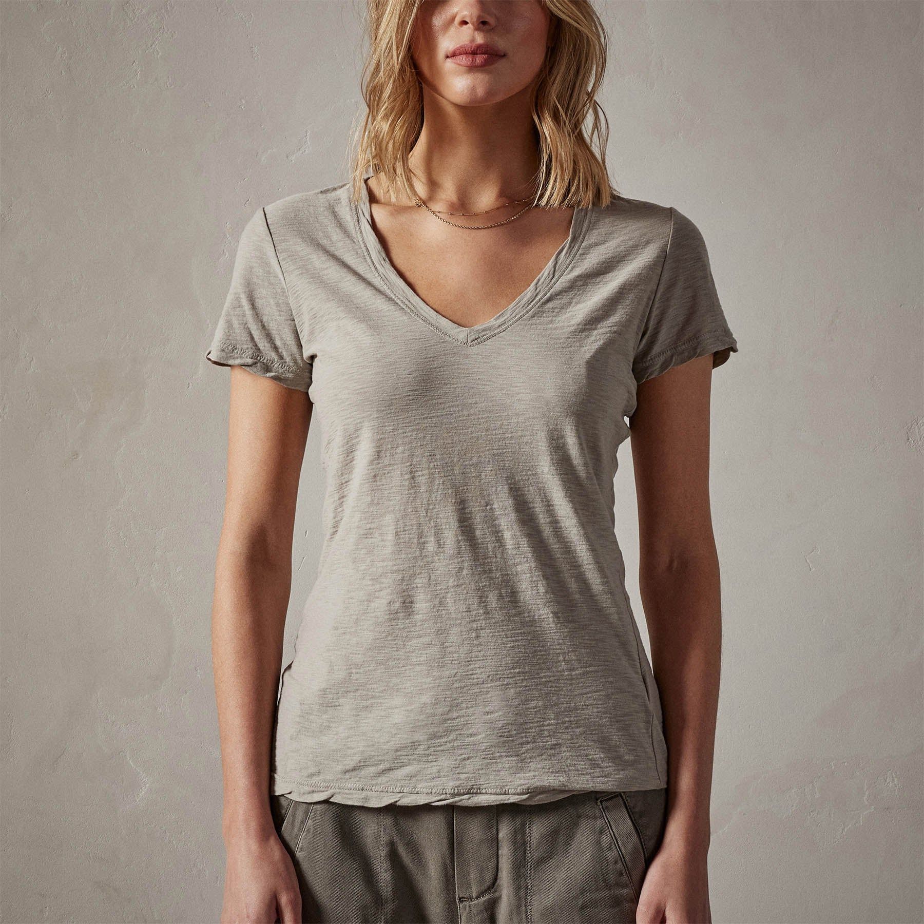 Sheer Slub Casual V Neck - Silt sold by James Perse product image thumbnail 3