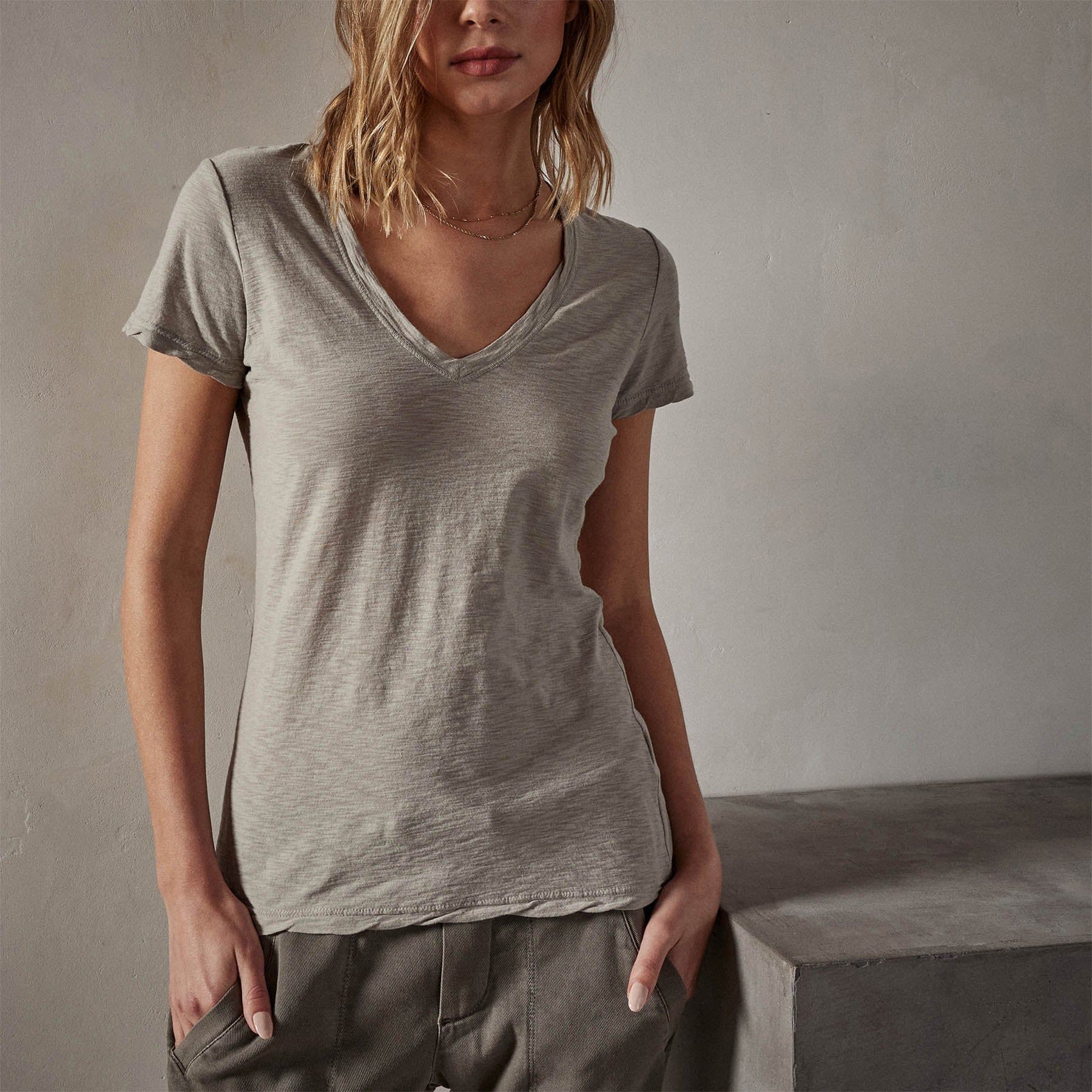 Sheer Slub Casual V Neck - Silt sold by James Perse