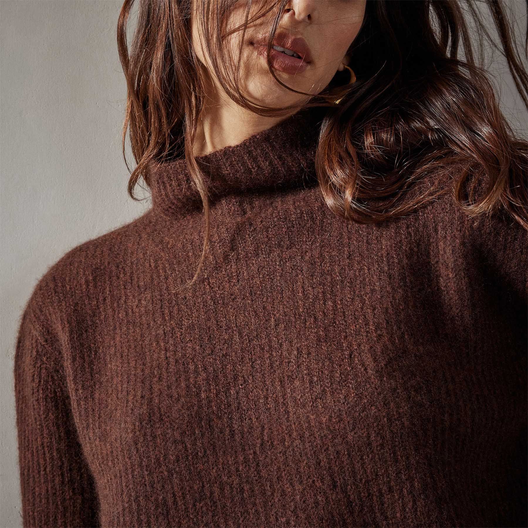 Rib Cashmere Funnel Neck Sweater - Americano sold by James Perse product image thumbnail 4