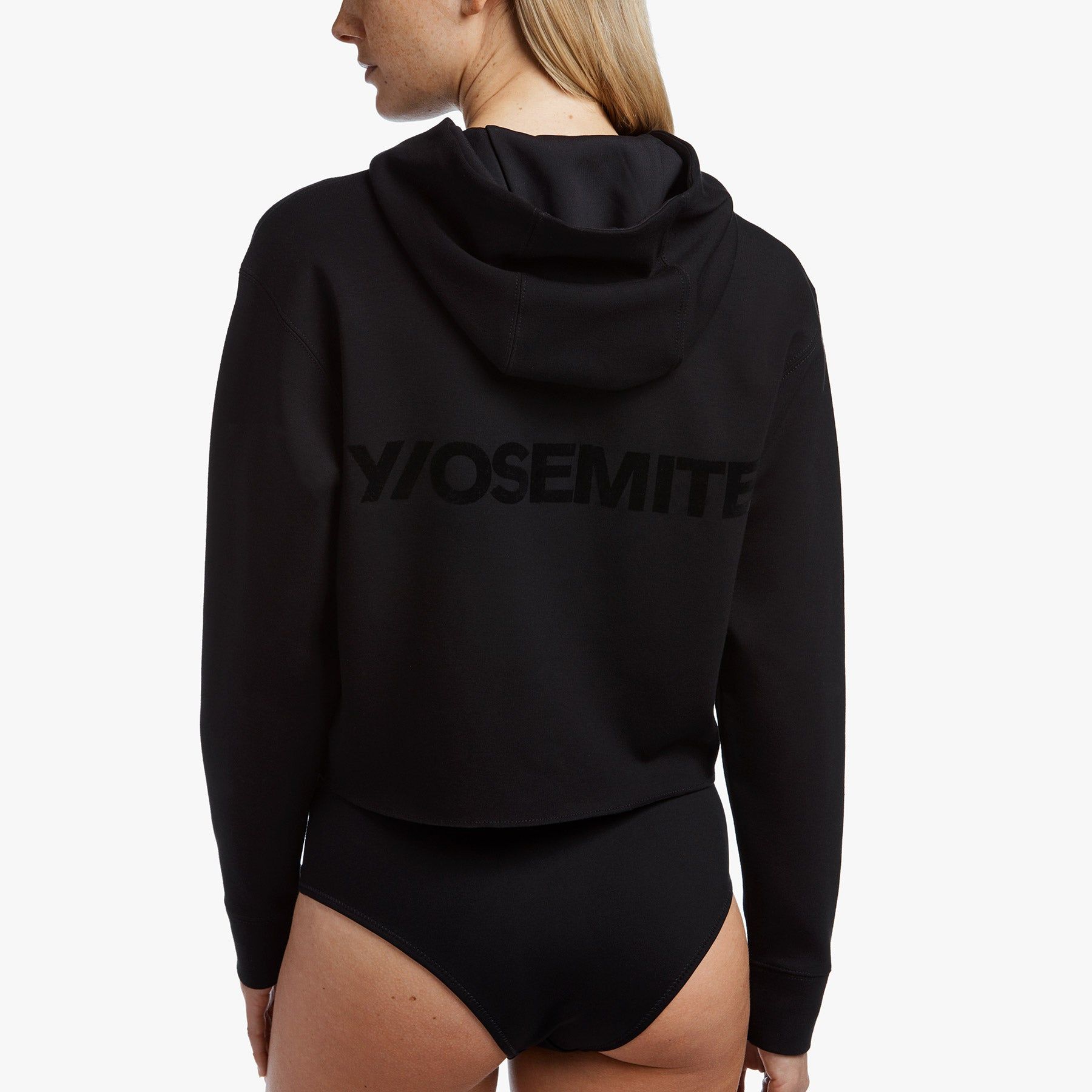 Cropped Hoodie With Flocking - Black/Black sold by James Perse product image thumbnail 2