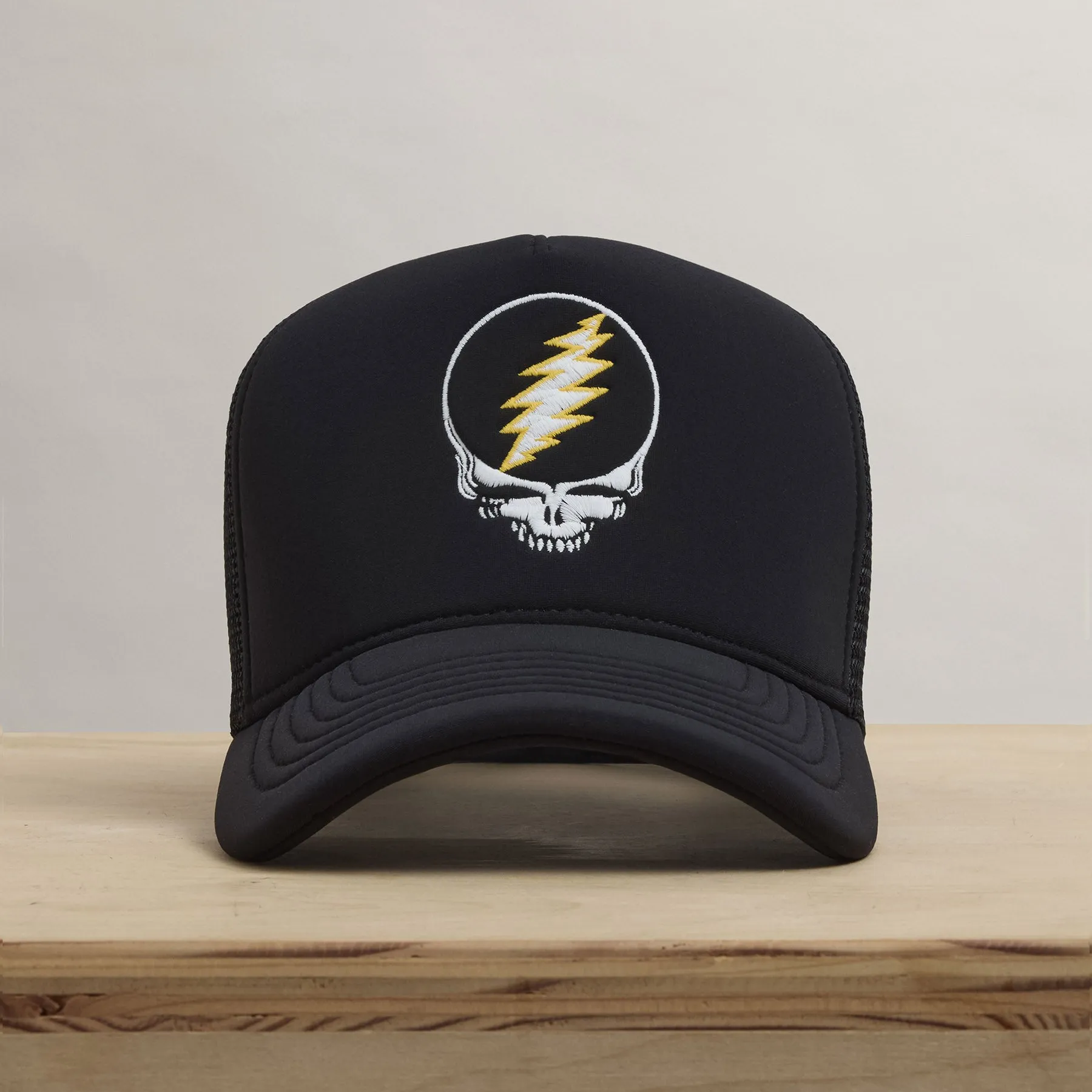 Grateful Dead Skull Embroidery Trucker - Black sold by James Perse