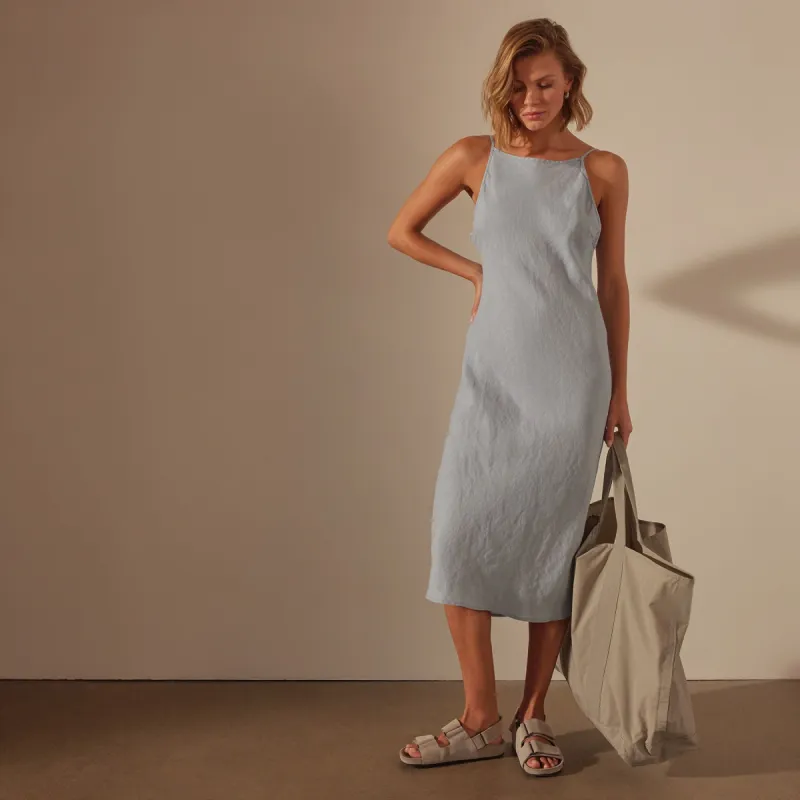 Lightweight Linen Cami Dress - Open Sky Pigment sold by James Perse