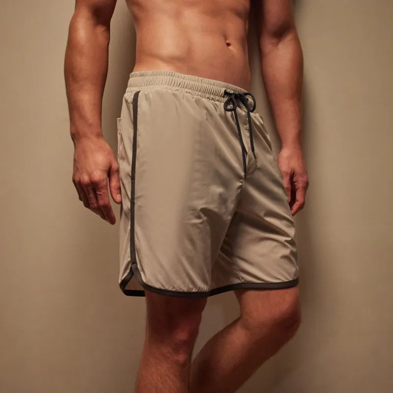 Curved Hem Boardshort  - Grout/Carbon sold by James Perse