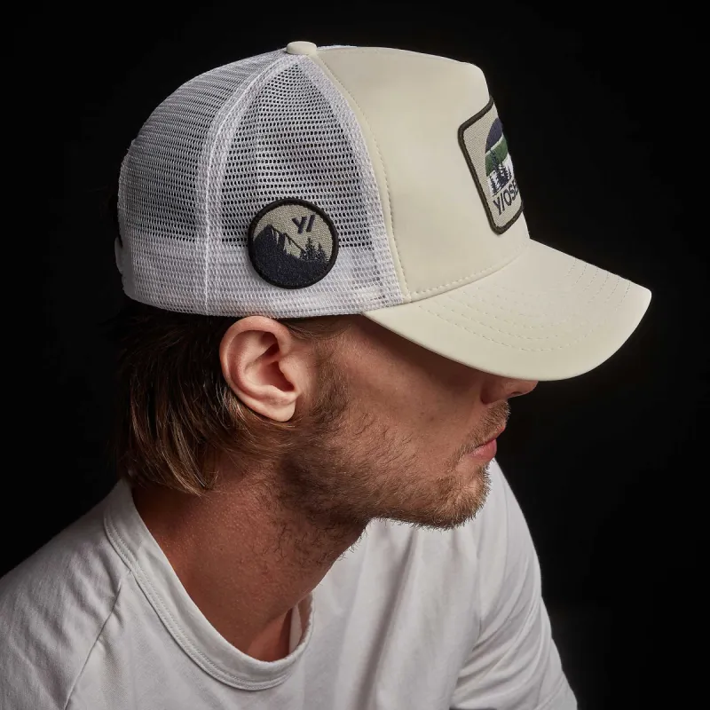 Y/OSEMITE Patch Trucker Hat - Ivory made by James Perse