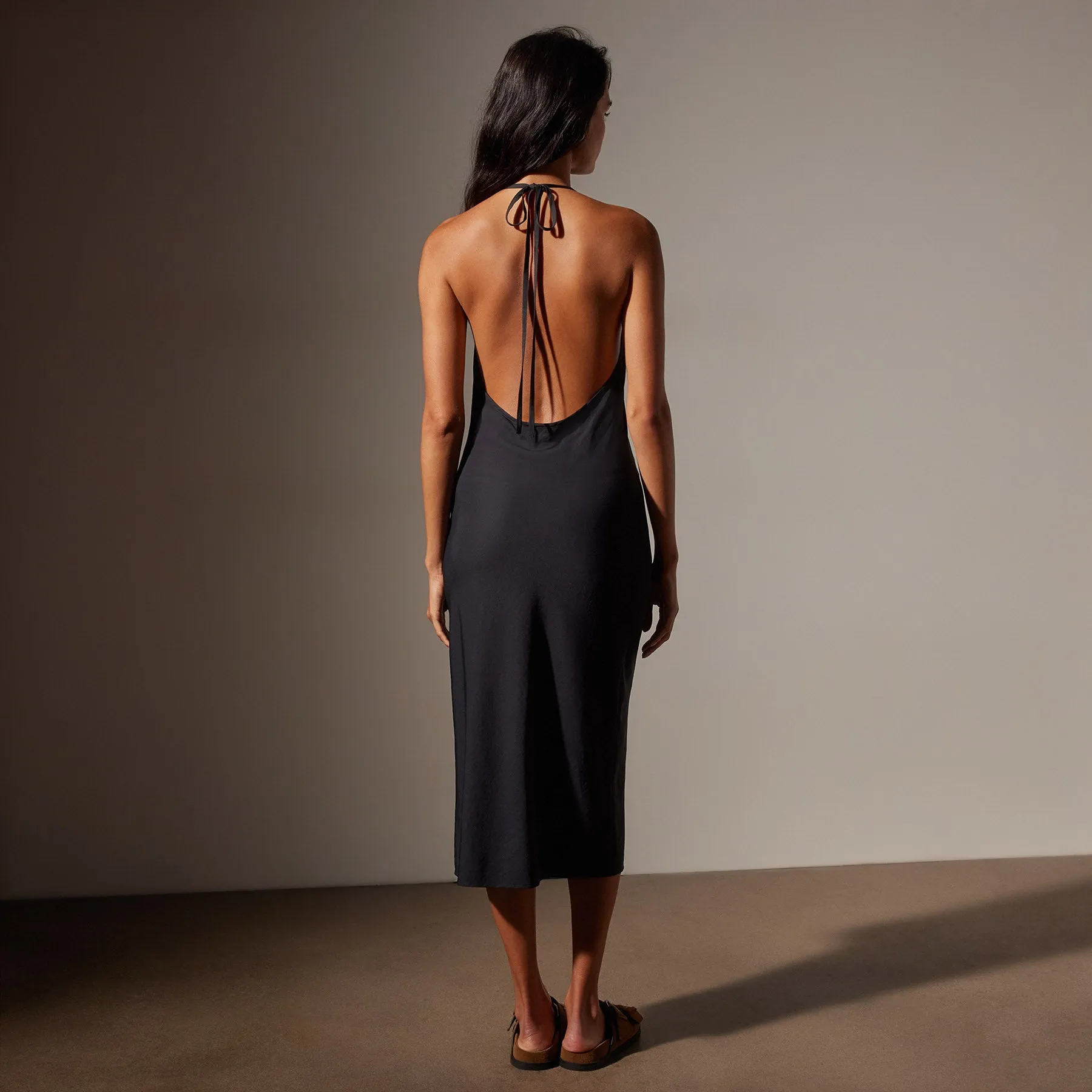 Lightweight Matte Sateen Halter Neck Dress - Black sold by James Perse product image thumbnail 5