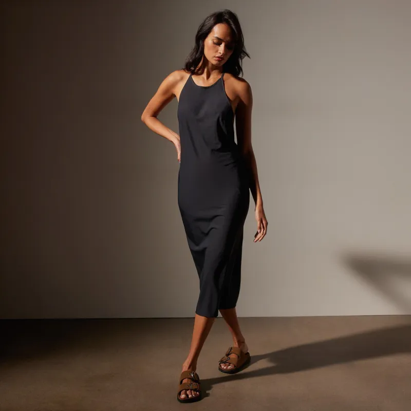 Lightweight Matte Sateen Halter Neck Dress - Black sold by James Perse