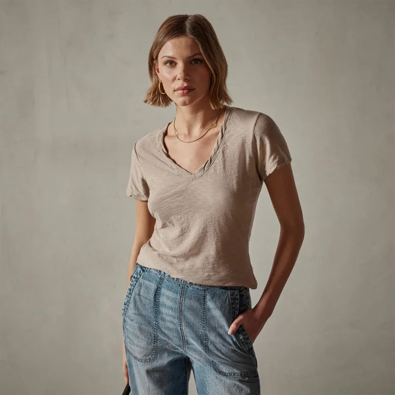 Sheer Slub Casual V Neck - Toast sold by James Perse
