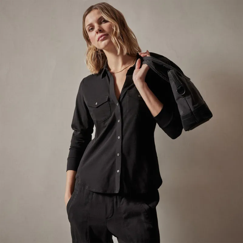 Clean Finish Jersey Shirt - Black sold by James Perse