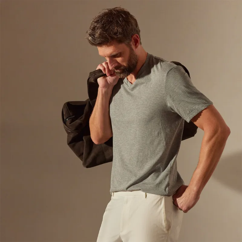 Luxe Lotus Jersey V Neck - Heather Grey sold by James Perse