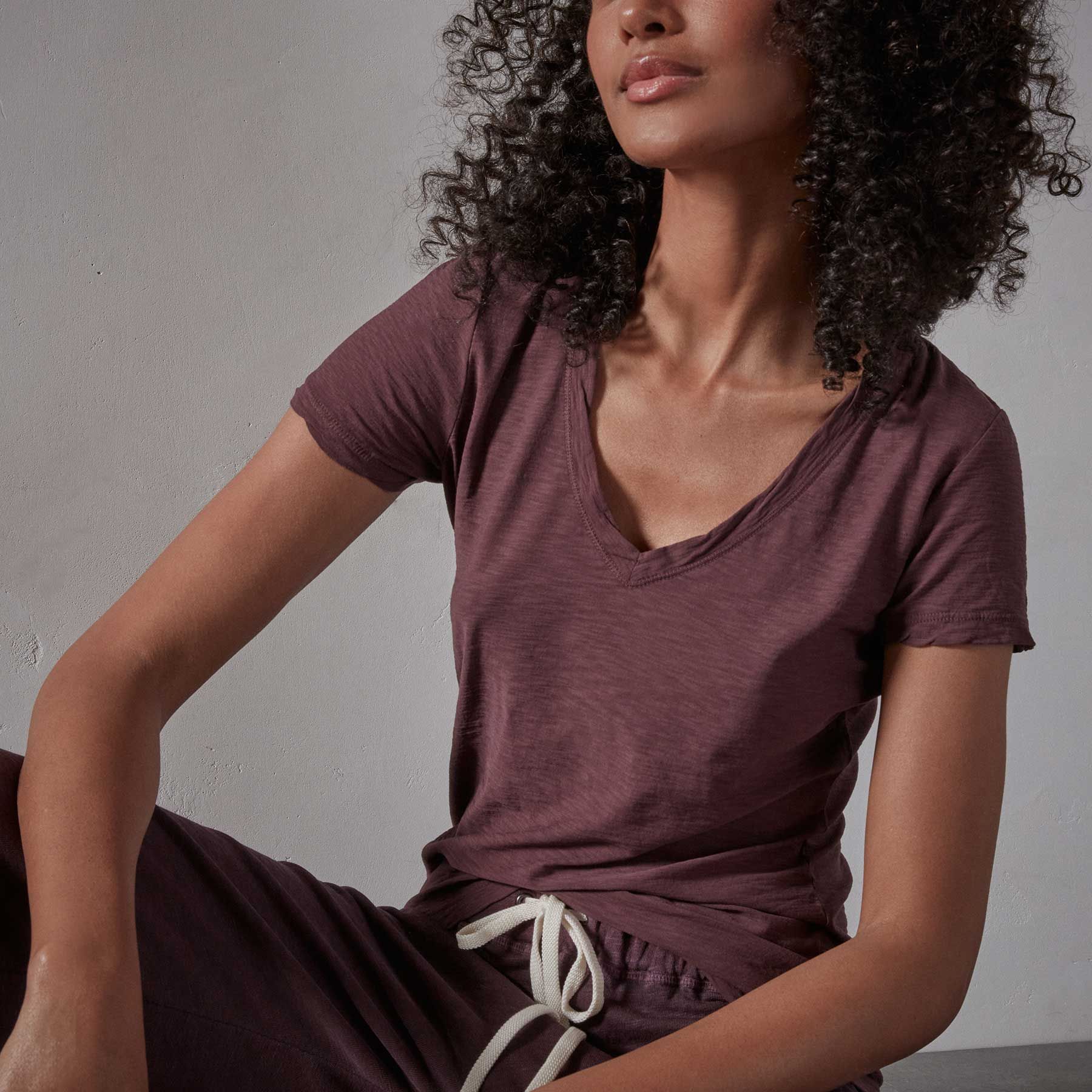 Sheer Slub Casual V Neck - Napa sold by James Perse product image thumbnail 3