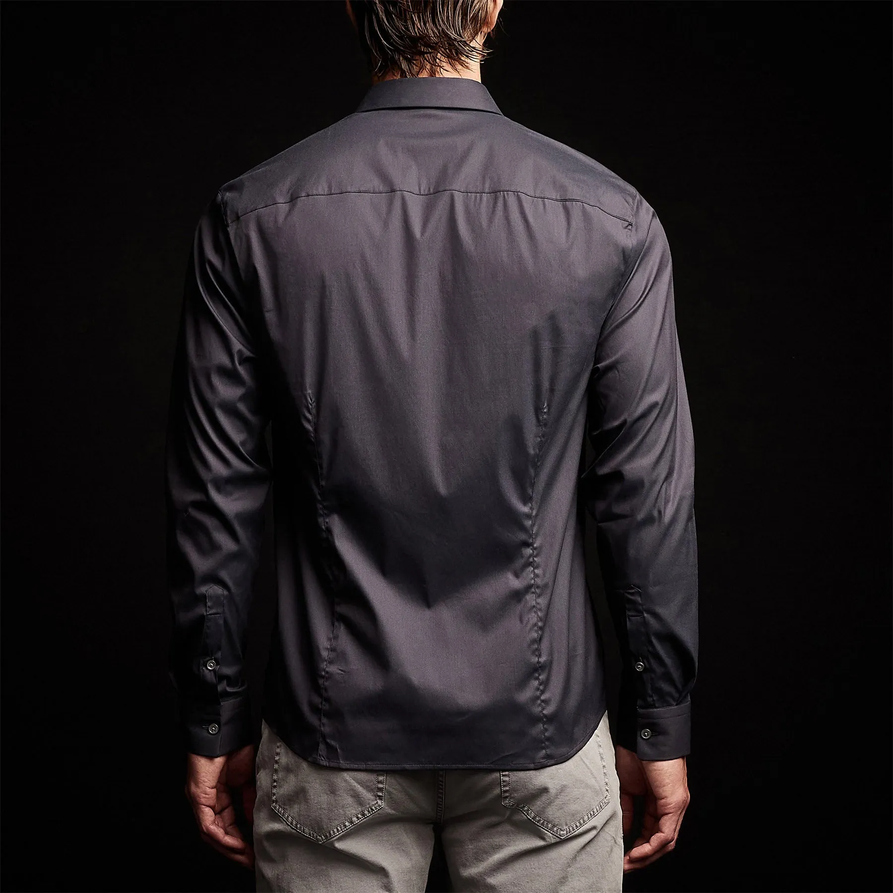 Matte Stretch Poplin Dress Shirt - Navy sold by James Perse product image thumbnail 5