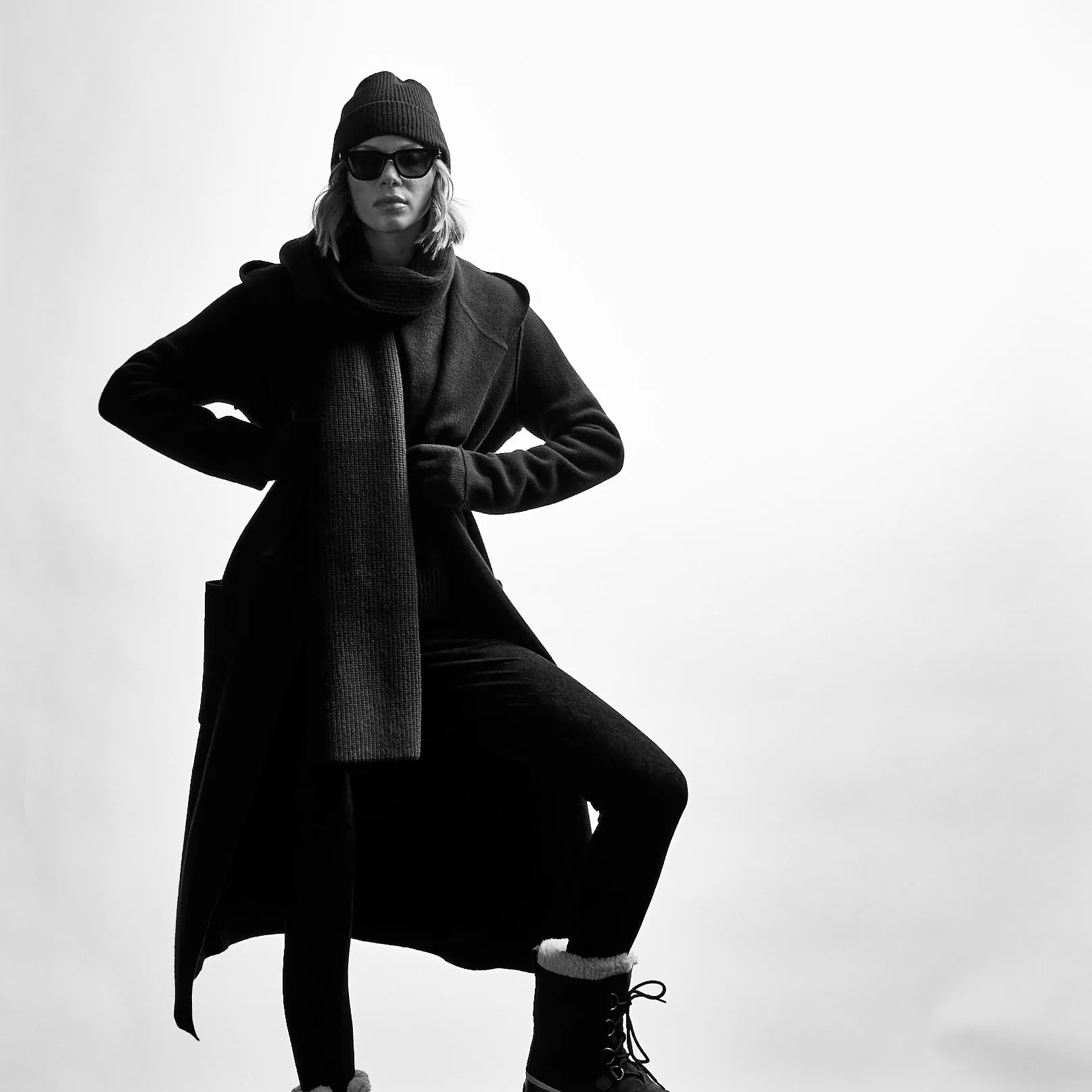 Cashmere Hooded Coat - Black sold by James Perse product image thumbnail 2