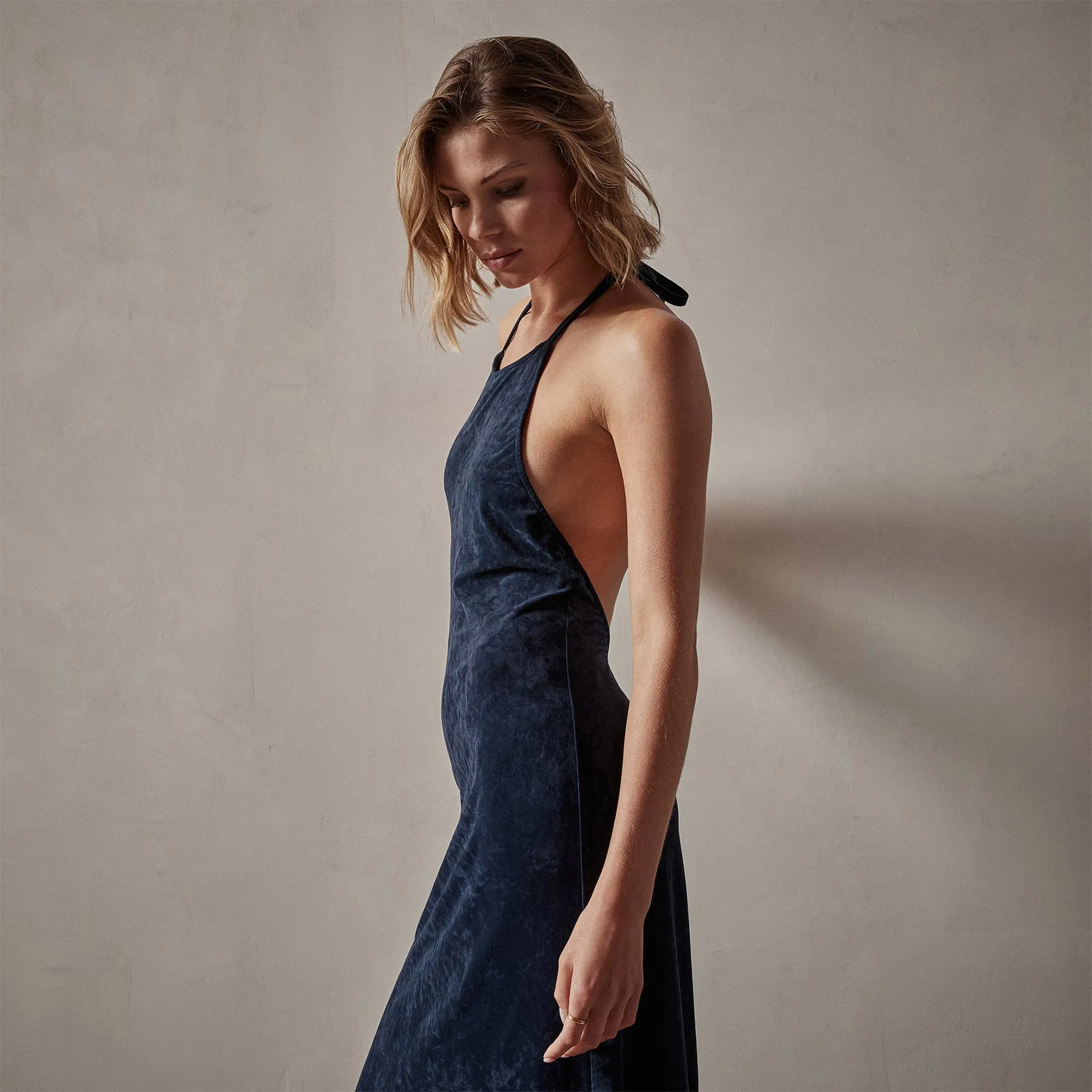 Stretch Velvet Halter Dress - Constellation sold by James Perse product image thumbnail 3