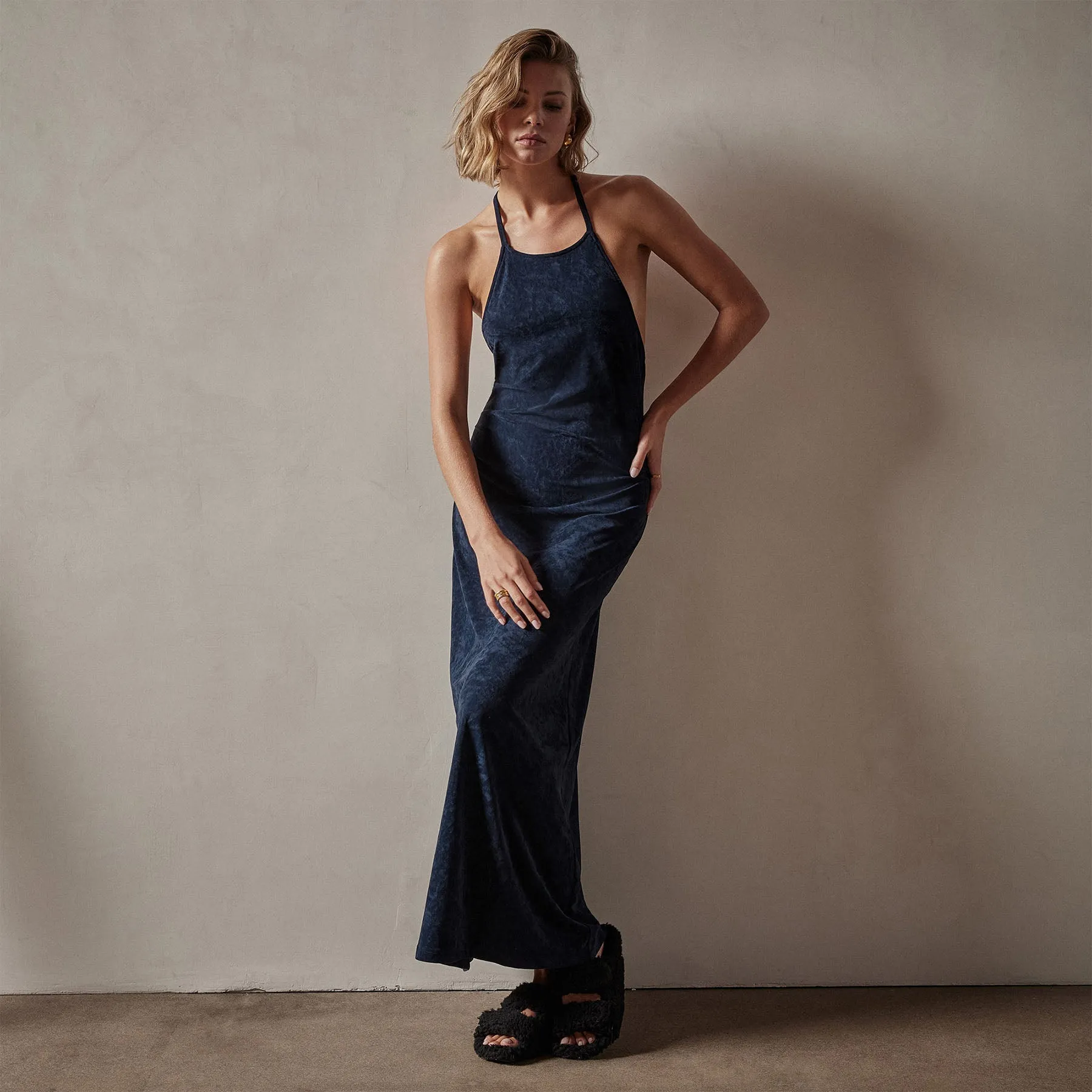 Stretch Velvet Halter Dress - Constellation sold by James Perse