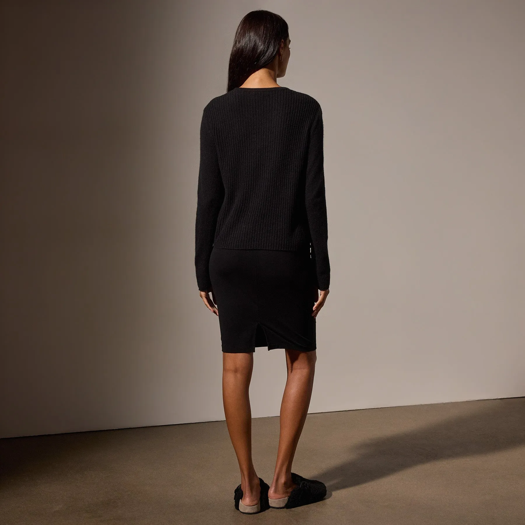 Open Knit Cashmere Crew Neck Sweater - Black sold by James Perse product image thumbnail 4