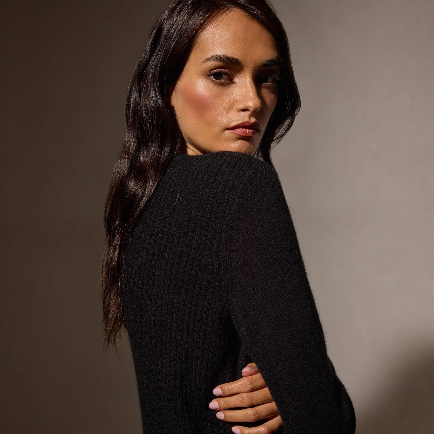 Open Knit Cashmere Crew Neck Sweater - Black sold by James Perse product image thumbnail 2