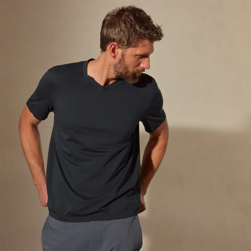 Luxe Lotus Jersey V Neck - French Navy sold by James Perse