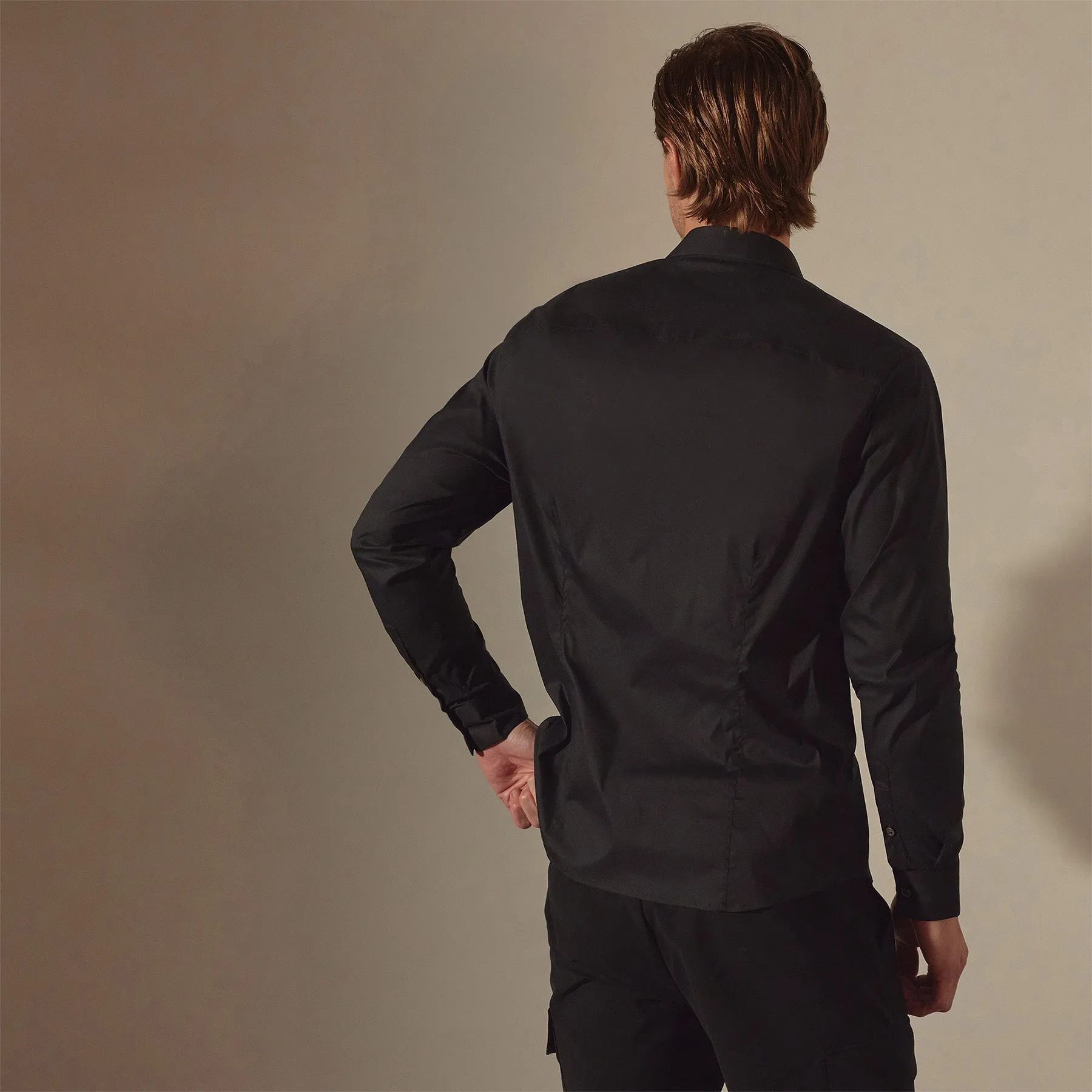 Matte Stretch Poplin Dress Shirt - Black sold by James Perse product image thumbnail 4