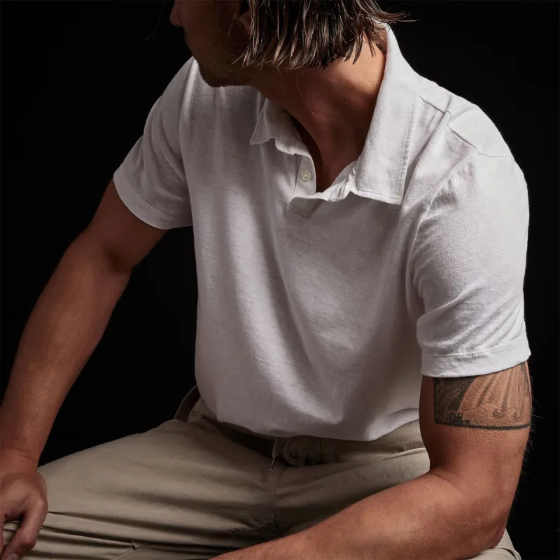 Soft Slub Jersey Short Sleeve Polo - White sold by James Perse