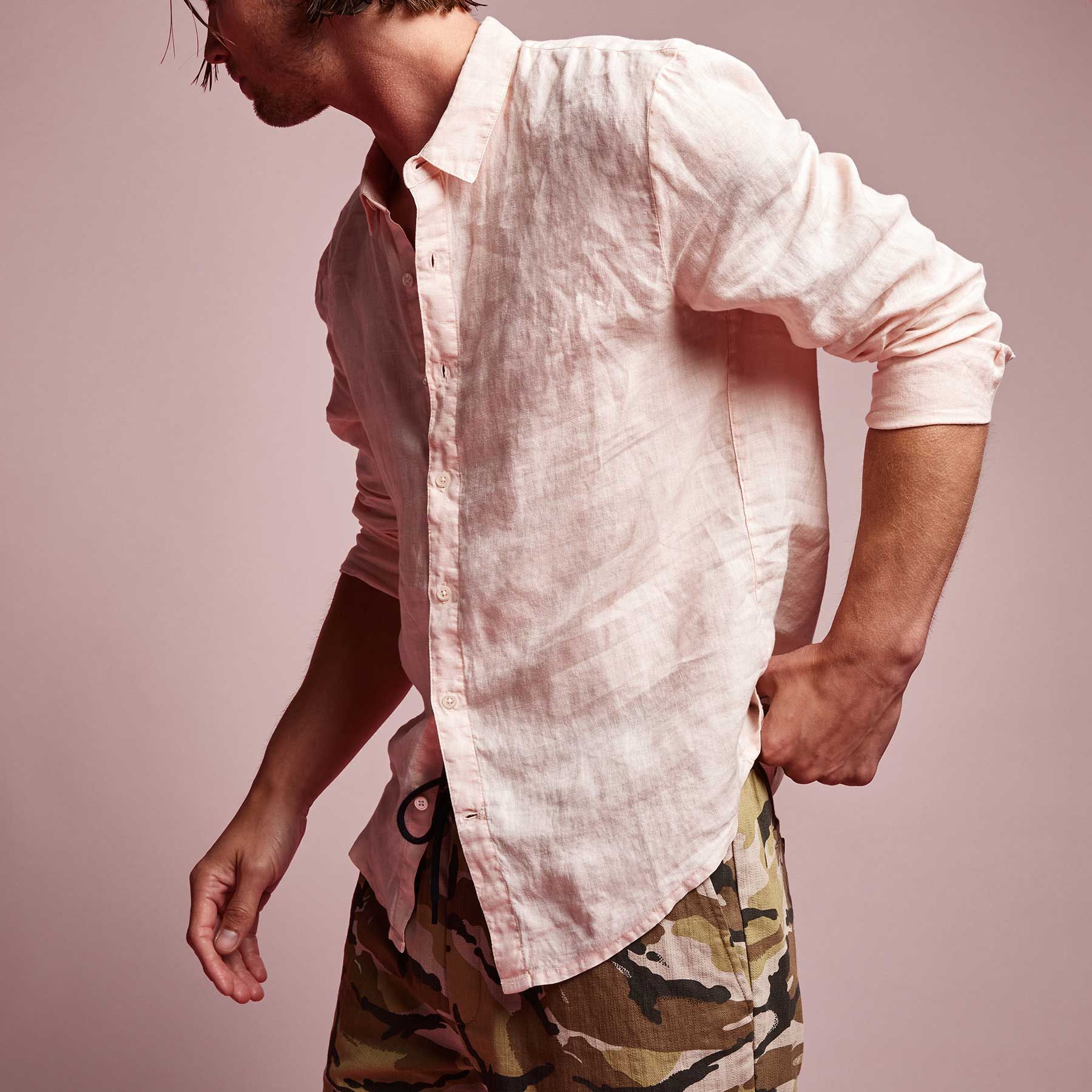 Classic Linen Shirt - Nougat Pigment sold by James Perse product image thumbnail 2