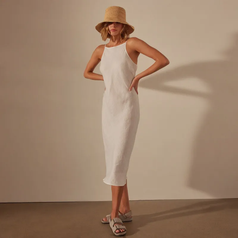 Lightweight Linen Cami Dress - White sold by James Perse