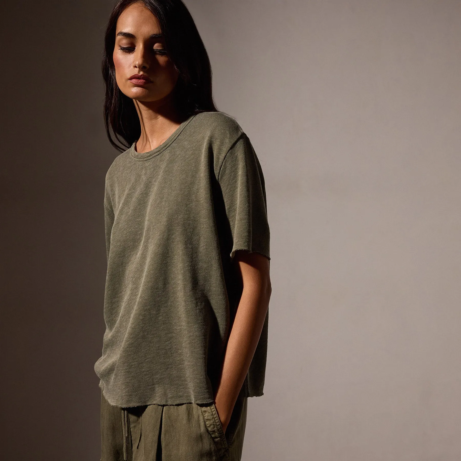 French Terry Boxy Short Sleeve Tee - Trooper Pigment sold by James Perse