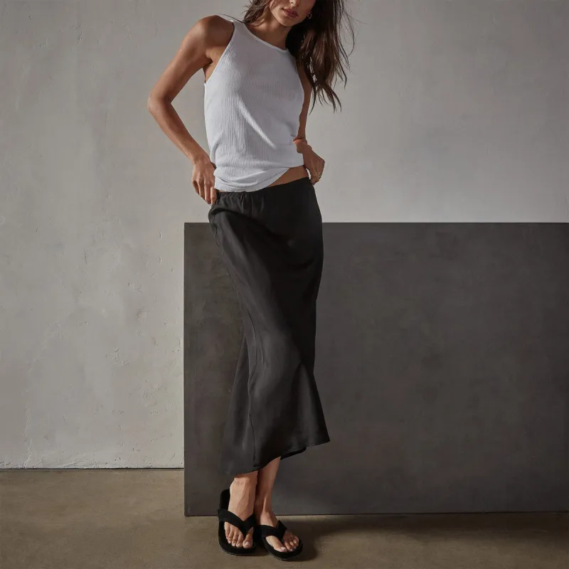 High Low A Line Skirt - Black made by James Perse