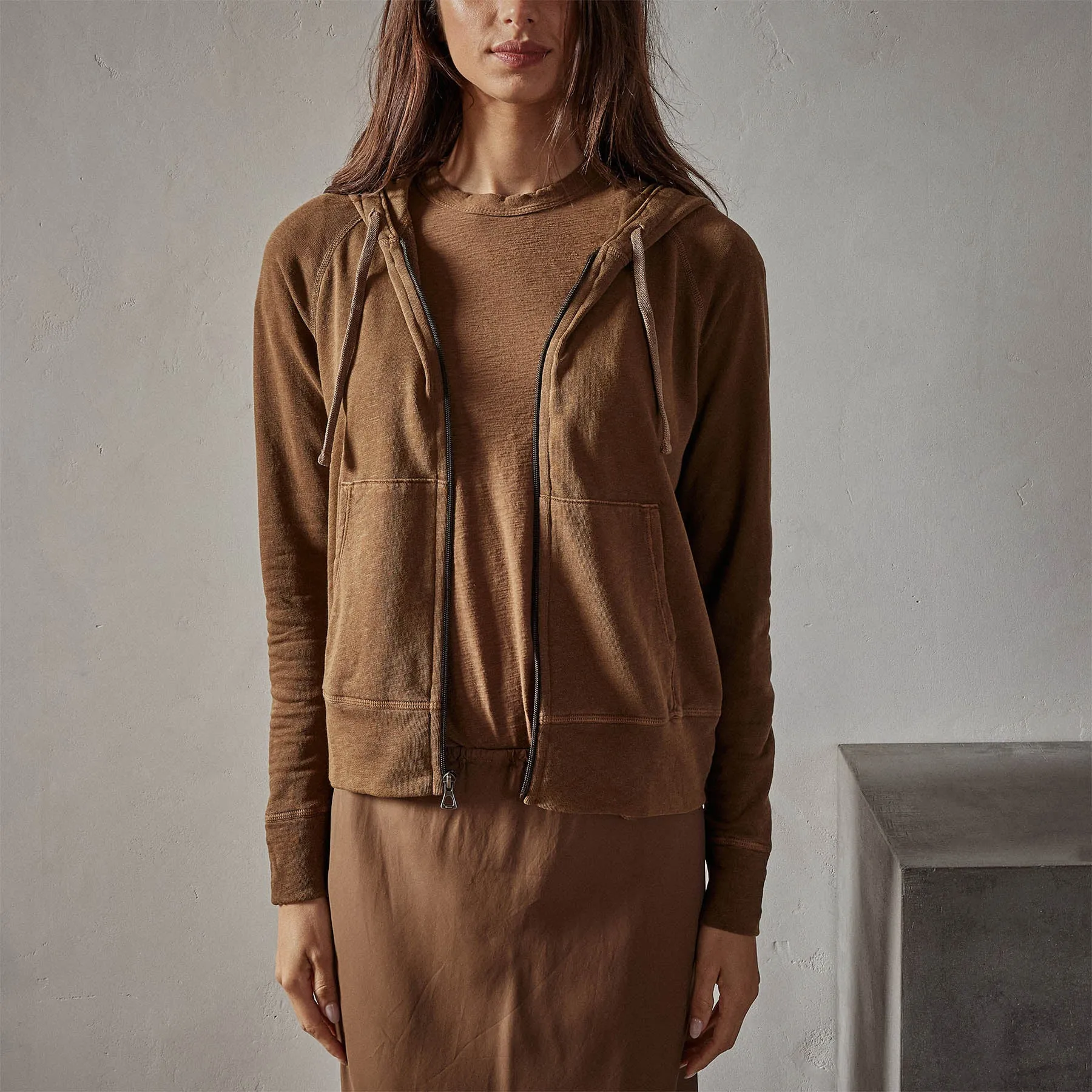 Vintage French Terry Zip Up Hoodie - Acorn Pigment sold by James Perse product image thumbnail 4