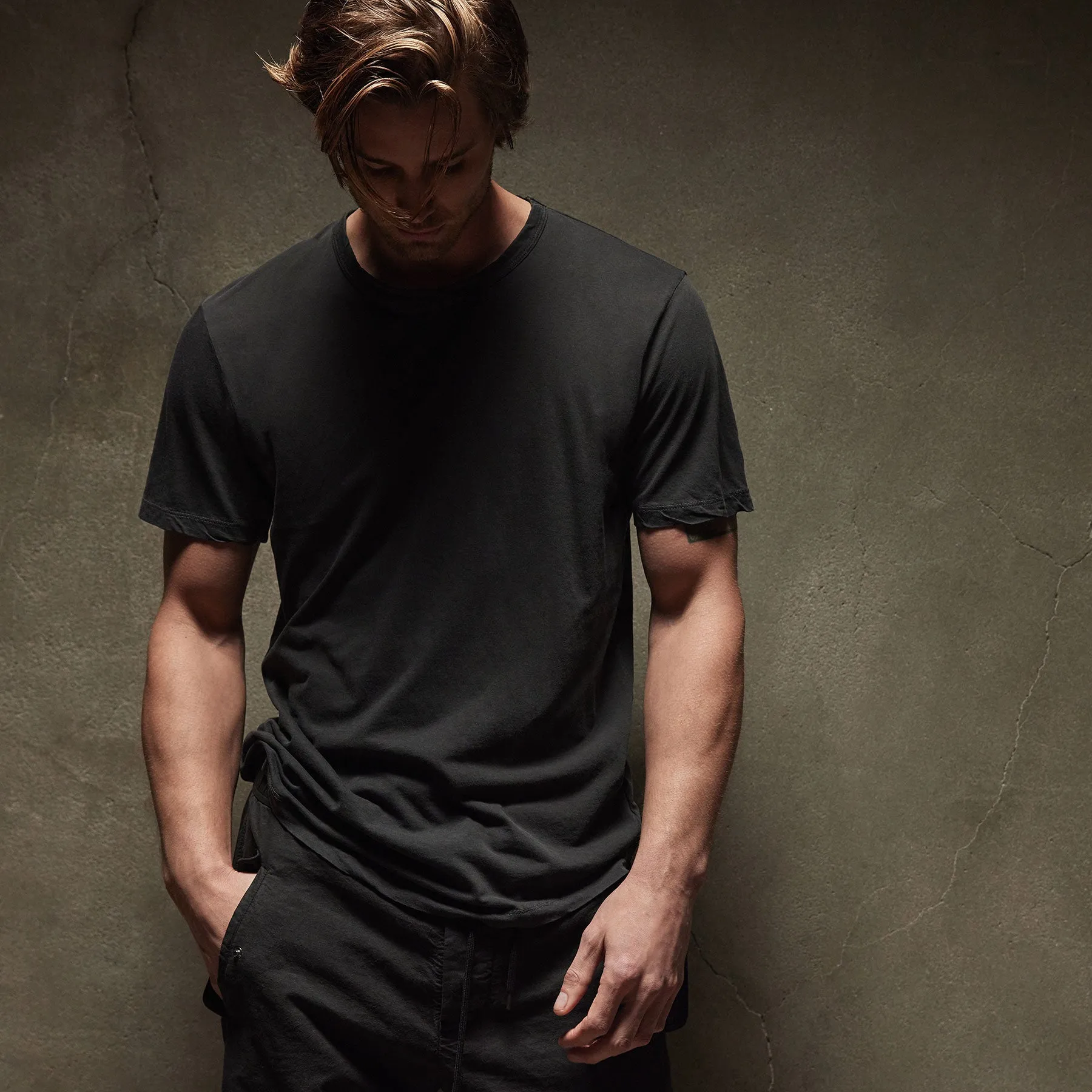 Clear Jersey Crew - Carbon Pigment sold by James Perse