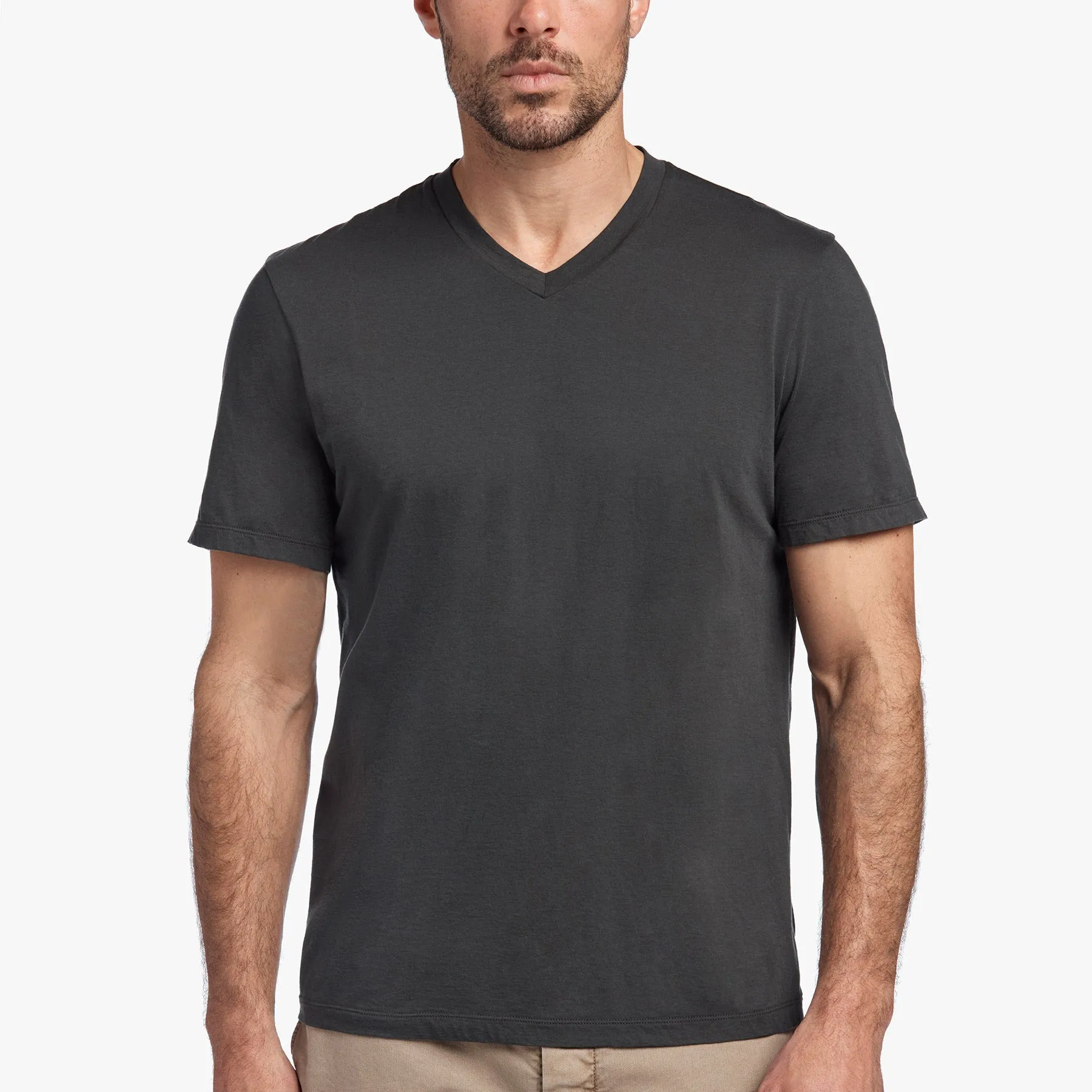 Luxe Lotus Jersey V Neck - Dark Olive sold by James Perse